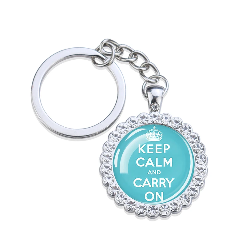 Брелок для ключей Стразы с надписью Keep Calm and Carry on женщин | Украшения и аксессуары