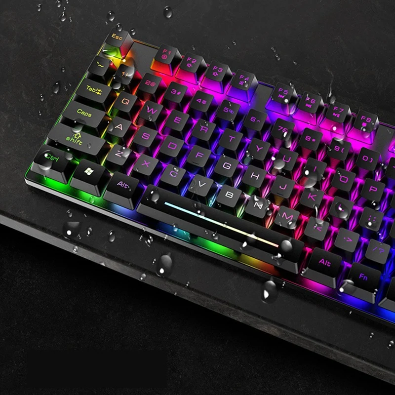 

FOREV Wireless Keyboard and Mouse Set, Colorful Glowing Computer Game Keyboard and Mouse, Mechanical Keyboard