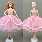 Романтичное розовое платье для куклы, вечернее платье, Одежда для куклы Барби 16, шарнирный кукольный домик, подарок аксессуары для кукол игрушки