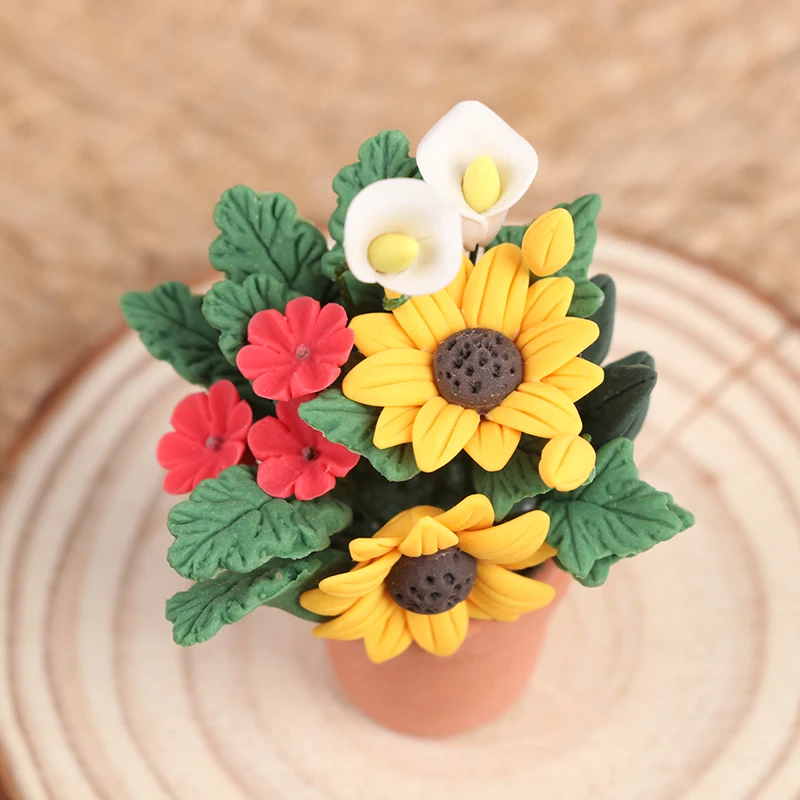 112 doll house miniature flowers fairy garden ornament mini potted plant flowers pot dollhouse decor bonsai model house decor free global shipping