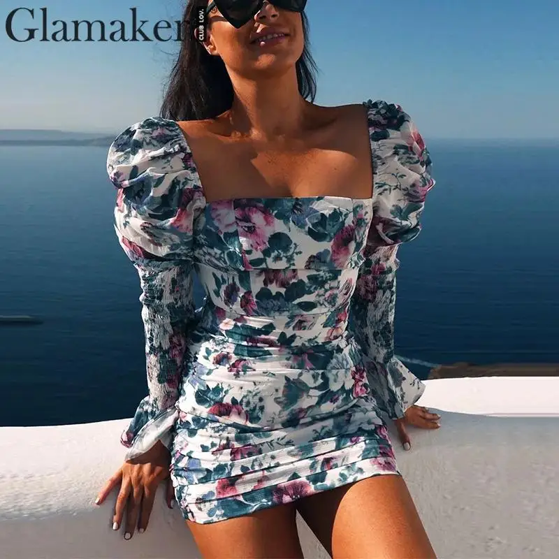 Женское короткое платье с оборками Glamaker плиссированное винтажное вечернее