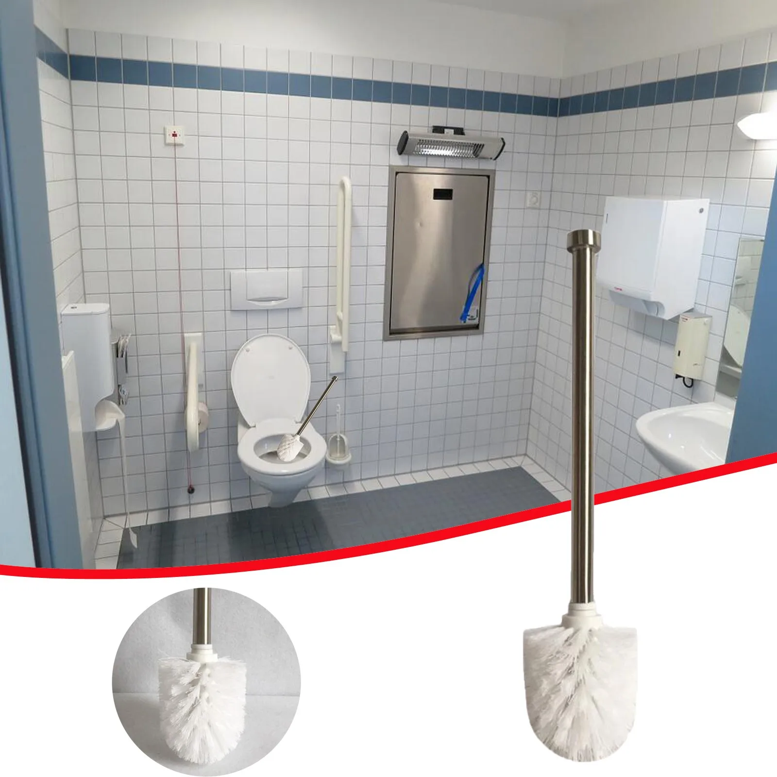 

Bathroom Silicone Head Toilet Brush Quick Draining Clean Tool Floor-Standing stainless steel Cleaning Brush Bathroom Supplies