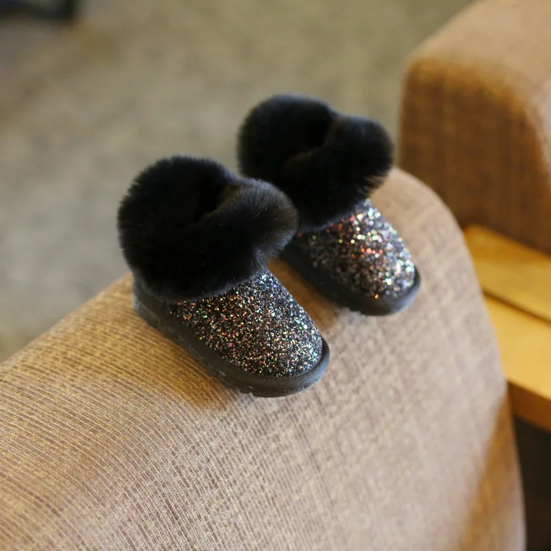 Зимние сапоги для девочек модные с мехом обувь младенцев зимние маленьких