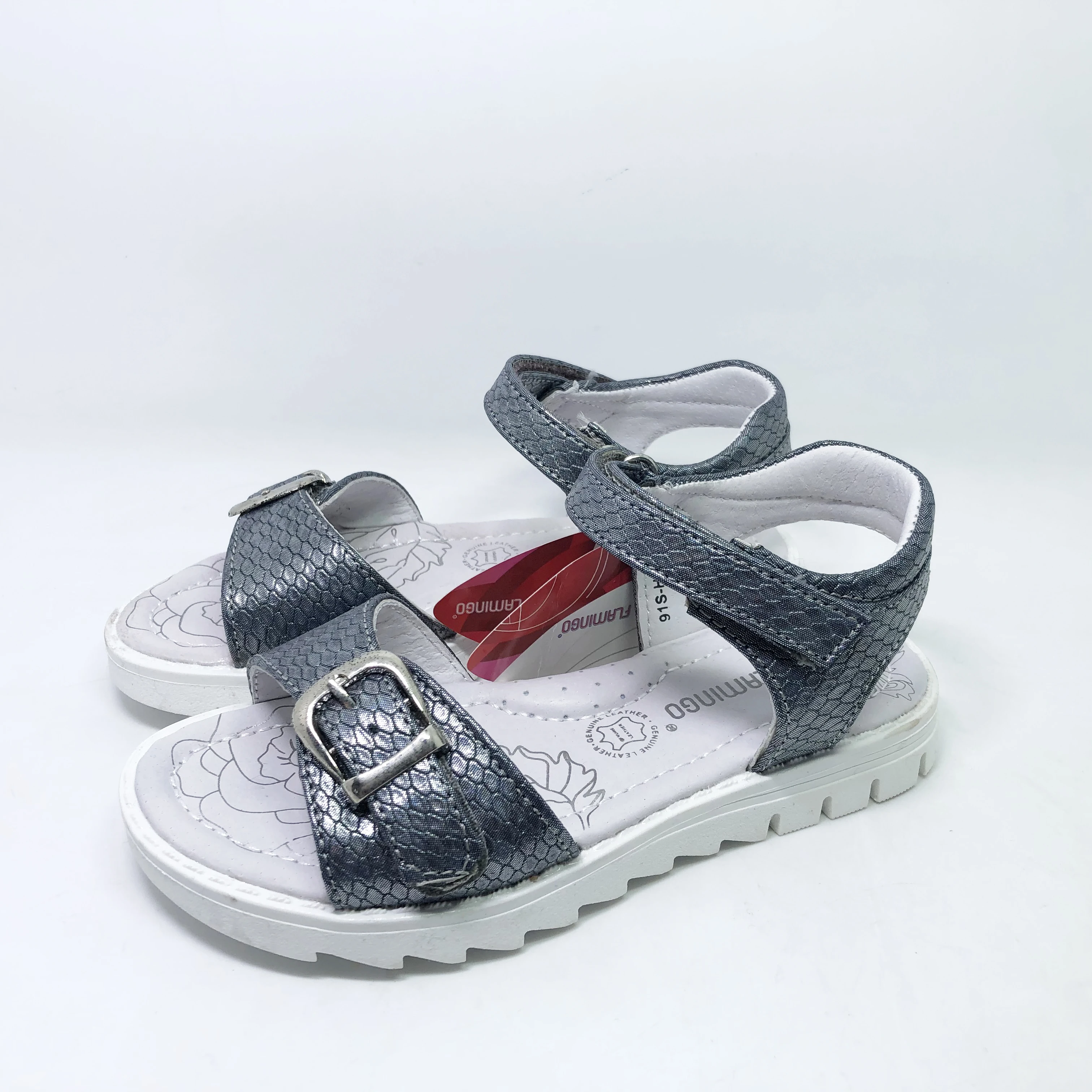 

FLAMINGO Kids Sandals Hook& Loop Flat Arched Design Chlid Casual Princess Shoes Size 28 # 1422