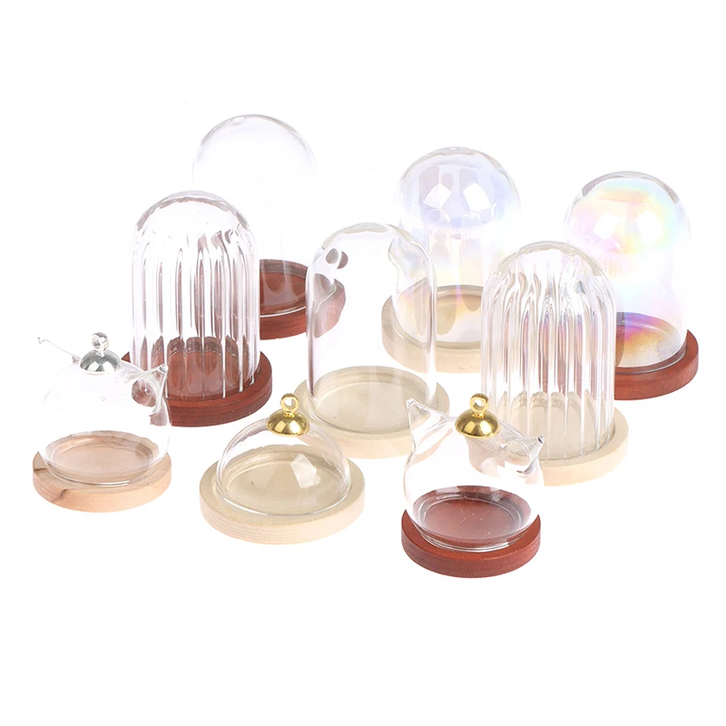 

1PC Dollhouse Miniature Kitchen Transprent Tableware Glass Can Cake Cover Set Model For Dollhouse Decoration
