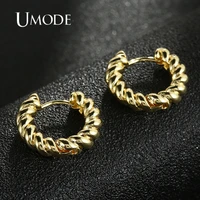 umode 2022 glossy twist hoop earrings plating gold color for women earring new fashion christmas party girl gift jewelry ue0757