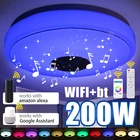 200W WiFi RGB светодиодный потолочный светильник с регулируемой яркостью для домашнего освещения APP bluetooth Музыка Свет Спальня Смарт потолочный светильник с пультом дистанционного управления Управление