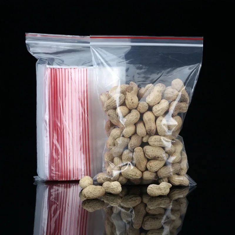 

100 Stks/pak Self Adhesive Transparent Thick Plastic Bag Zip Bag Ziplock Food Plastic Bag For Packing Clothes Storage Bags