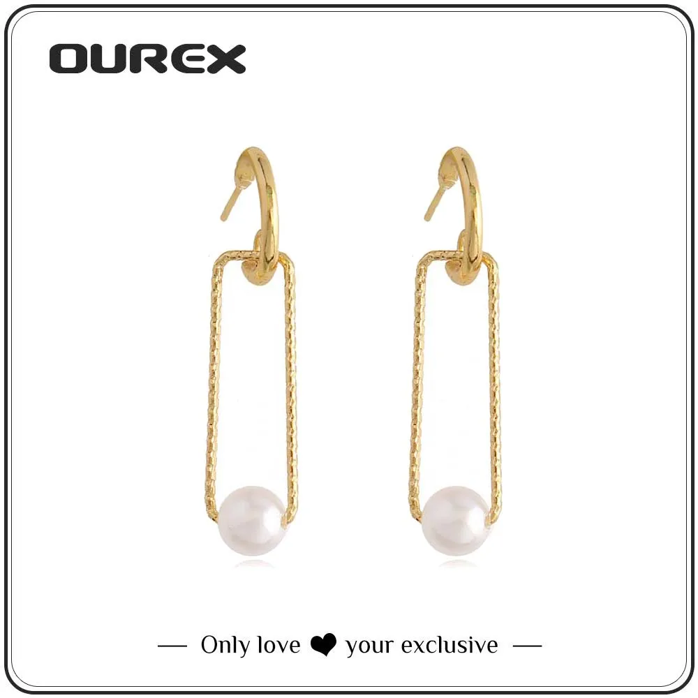OUREX 2021 жемчуга геометрический золотистый Висячие серьги модное ювелирное