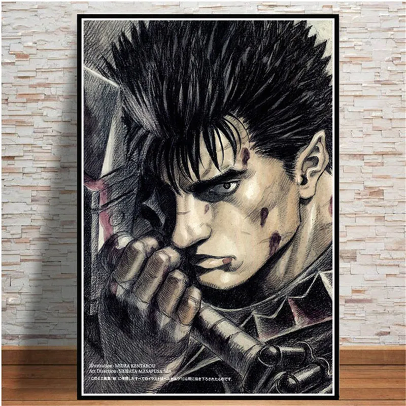 Настенная картина Kentaro Miura Berserk постер японское аниме в стиле ретро с изображением