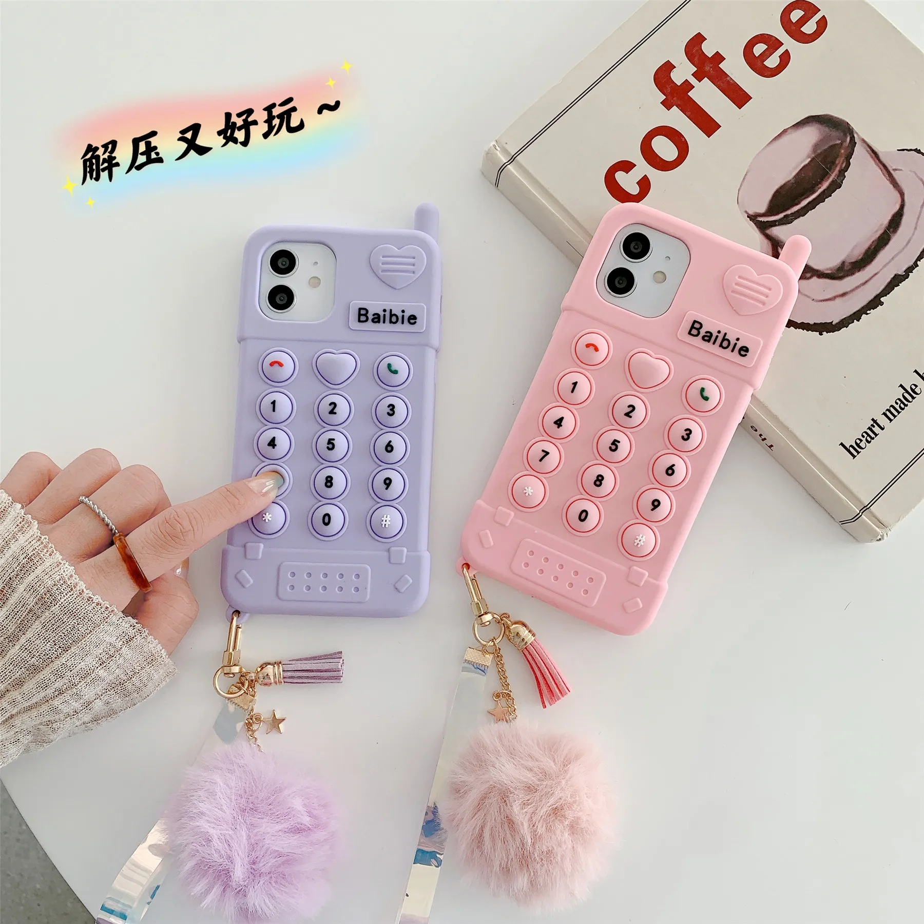 

Relive Stress Pop Retro phone Bubble Silicone Phone Case For Iphone 6 6s 7 8 Plus X XR XS 11 12 Pro Max Soft Pink Cover Funda