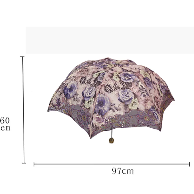 

Lace Silk Umbrella Women Parasol Elegant Girls Three-fold Anti-UV Embroidered New Sun Umbrellas Photography Props Vintage Gift