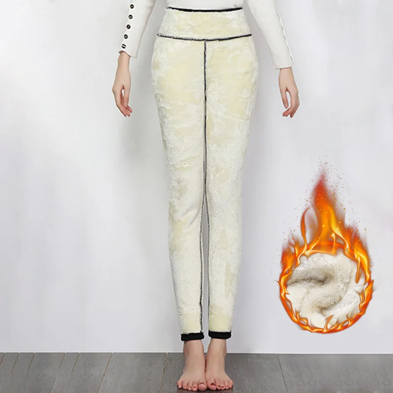 

Теплые брюки NORMOV, женские зимние плюшевые эластичные леггинсы с высокой талией и эффектом пуш-ап из полиэстера, однотонные повседневные Лег...