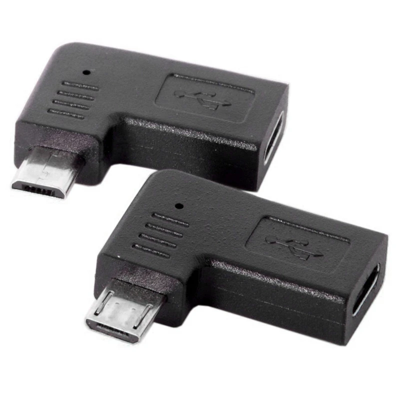 1 пара USB-C Type-C Женский к Micro-USB 2 0 5Pin Мужской адаптер данных 90 градусов левый и
