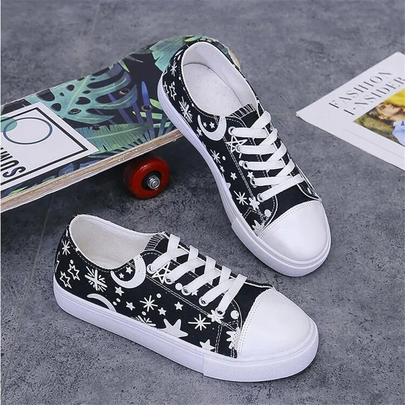

2019 Classic White Sneakers Women Casual Canvas Shoes Female Summer Lace-Up Fashion Zapatillas Mujer Vulcanize Shoes L591