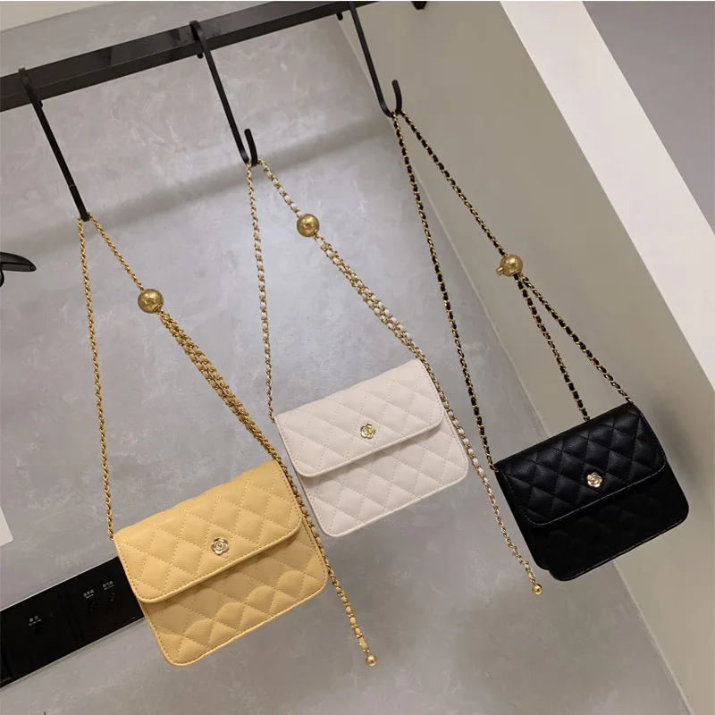 

Fashion Caviar Camellia Bag Female 2020 New Chain Diamond Lattice Shoulder Messenger Bag High Quality Women Purse and Handbags
