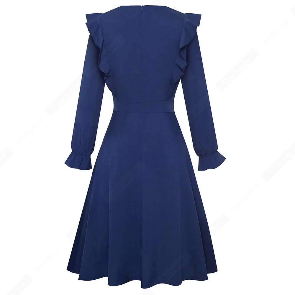 Осеннее короткое Элегантное повседневное вечернее платье с рюшами классическое