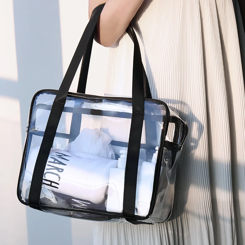 

Beach Transparent PVC Handbag Fashion Woman Travel Cosmetic Storage Bags Multifunctional Fitness Waterproof Toiletry Makeup Bag