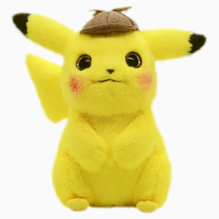 Detective Pikachu 36 см Пикачу детектива плюшевые игрушки со шляпой мягкие Пикачу Япония Фильм аниме куклы для детей детские подарки на день рождения - Цвет: Detective Pikachu