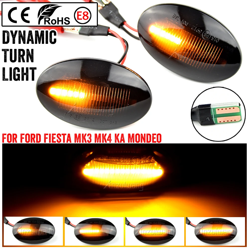 Dynamic LED Fender Light Side Marker For Ford Fiesta III IV MK3 MK4 19902000 2001 KA Mondeo I Transit Tourneo lamp turn signal