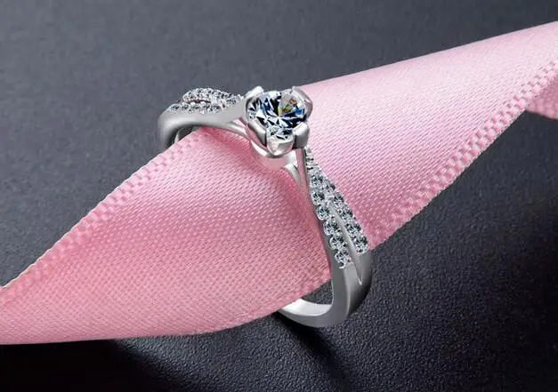 UXN16 925 Silver Zircon Girls Ring Wedding Birthday Party | Украшения и аксессуары
