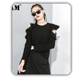 [EAM] Women Pleated White Big Size Blouse New Stand Collar Long Sleeve Loose Fit Shirt Fashion Tide Spring Autumn 19A-a636