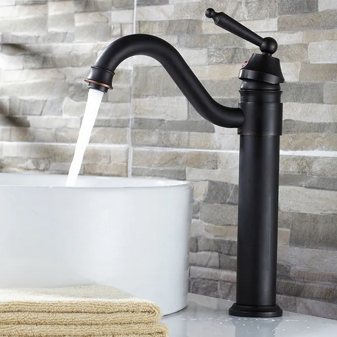 

Bathroom Black Brass Faucet 360 Swivel Spout Oil Rubbed Bronze Vanity Sink Mixer Tap washbasin taps thg027