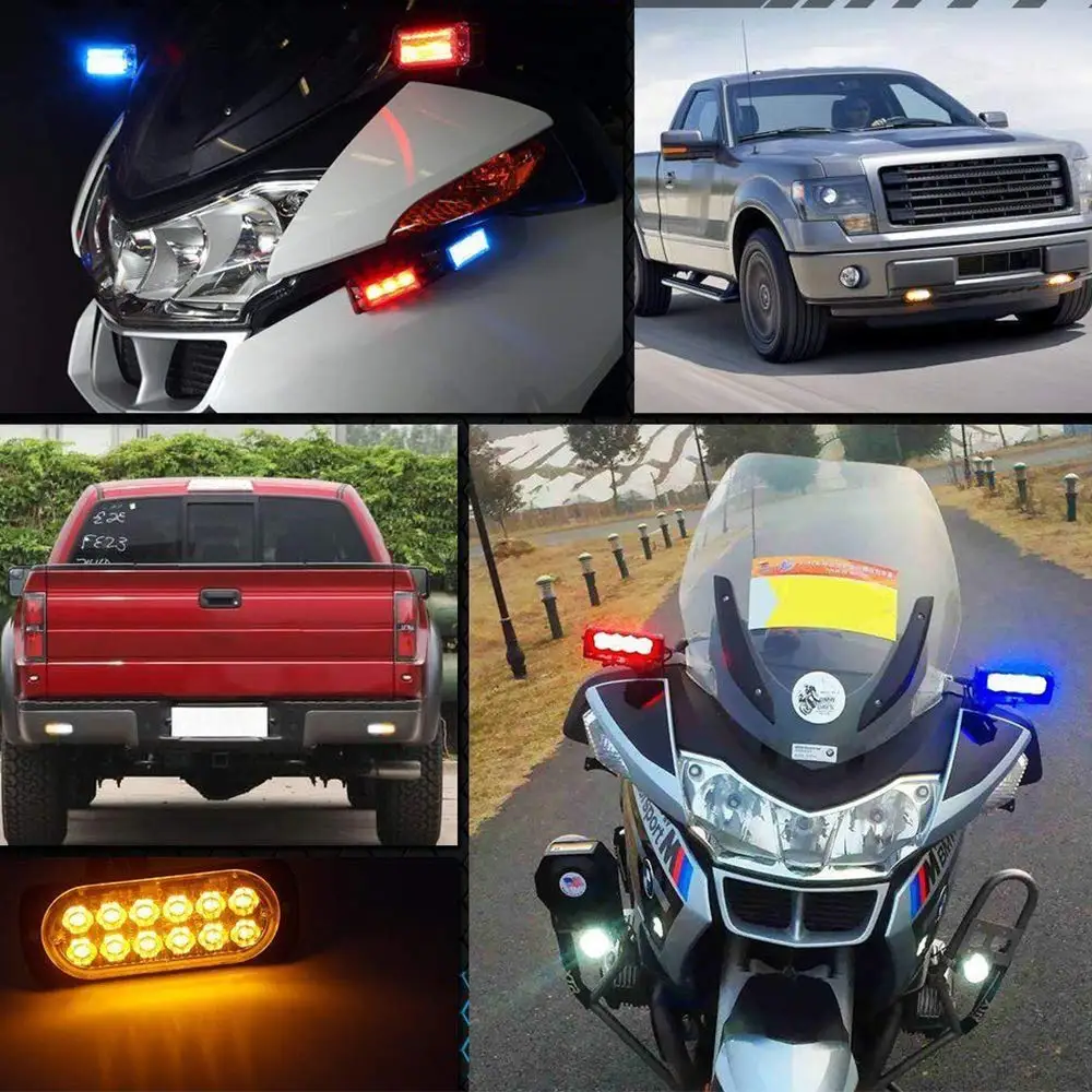 4 шт 12V 24V 12 светодиодный стробоскоп Предупреждение светильник бар мигающий свет Truck LED супер яркий аварийного внимание Водонепроницаемый янтарного стекла для авто внедорожник