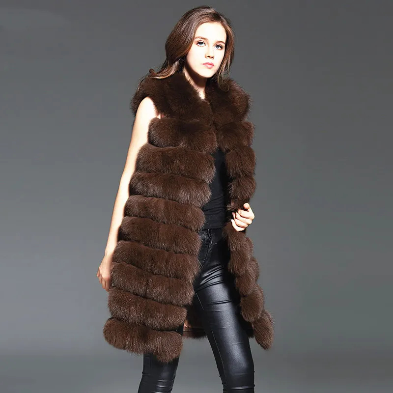 Женский короткий жилет из натурального Лисьего меха зимняя Толстая теплая