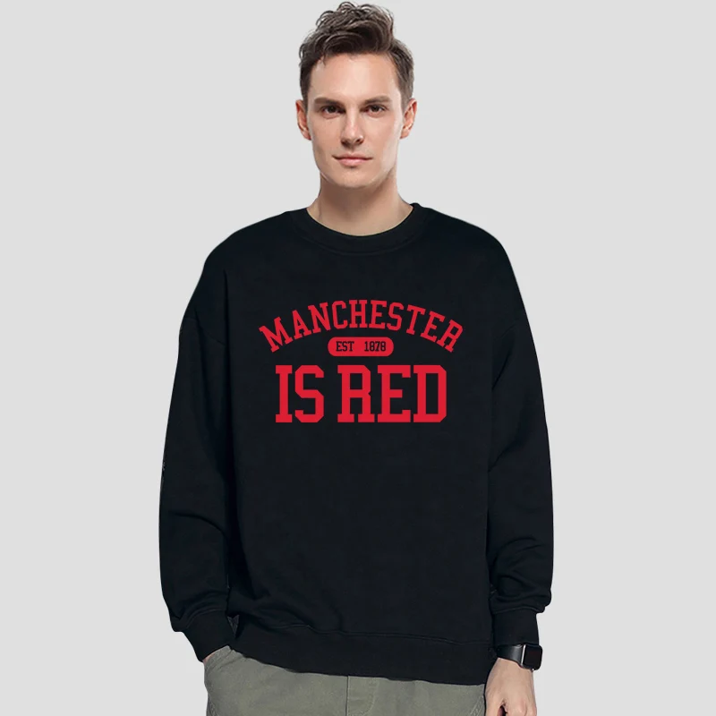 

United Kingdom Red Letter Printed Cotton Long Sleeve Hoodies Sweatshirt O Neck Men Manchester Tops Sweatshirt Plus Size
