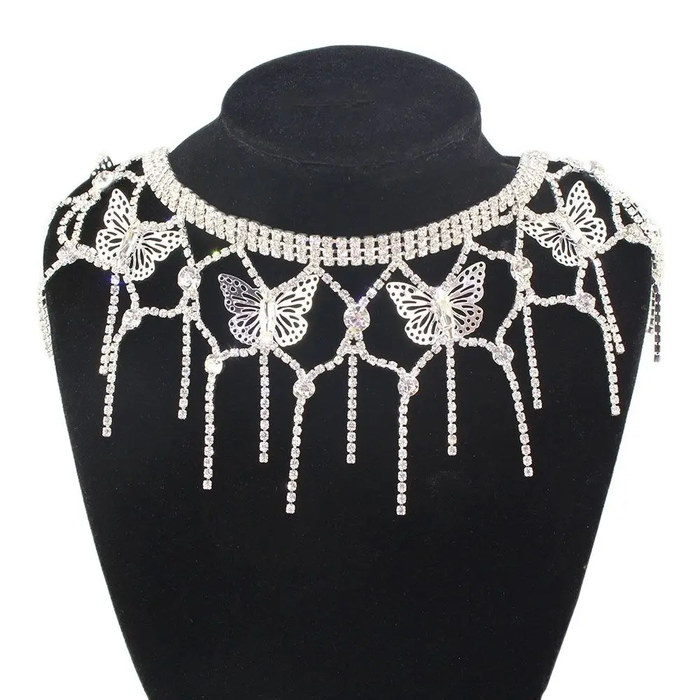 1 yard Array butterfly long tassel crystal rhinestone trim silver fringe decorative chain clothing accessories ML078 | Дом и сад