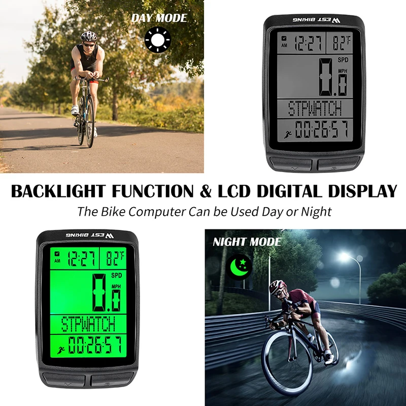 

LED Bicycle Computer 5 Language Wireless IPX7 Waterproof Cycling Bike Odometer Stopwatch Speedometer Bike Computer