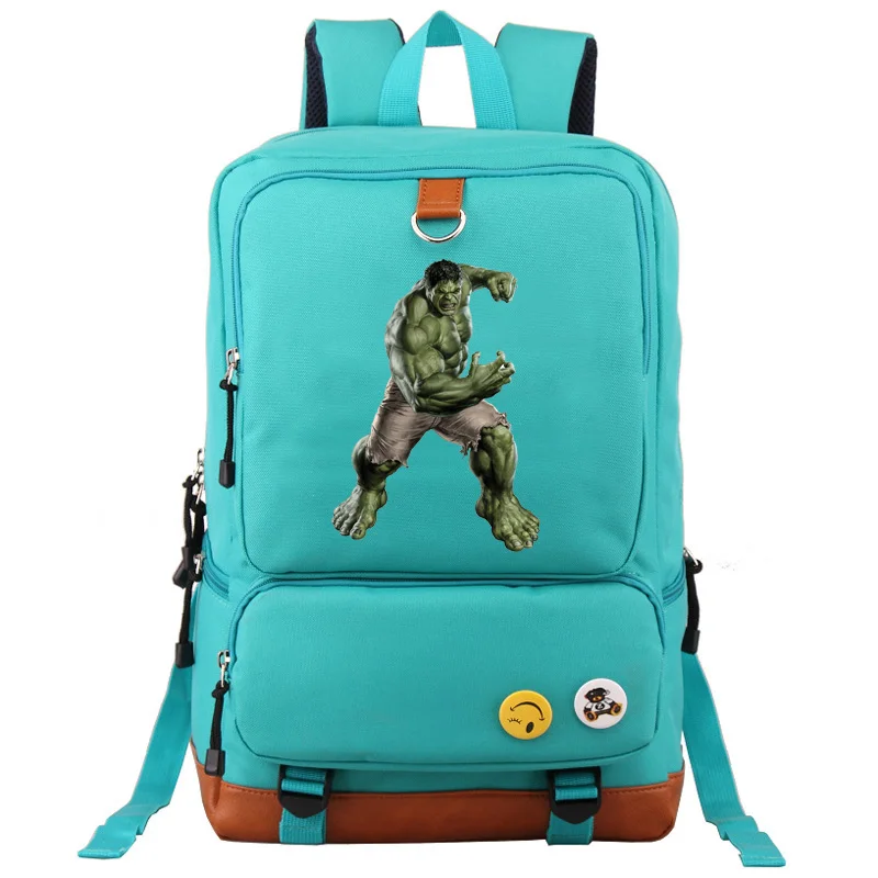 Холщовый рюкзак для мальчиков и девочек школьный ранец с принтом злого Халка