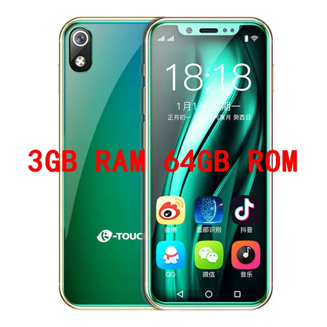 3GB 64GB Green K-TOUCH I9 супер мини мобильный телефон 3 ГБ 32 ГБ Celular 2000 мАч Android 8,1 смартфон разблокировка лица gps wifi 2 Гб 16 Гб мобильный телефон - Цвет: 3GB 64GB Green