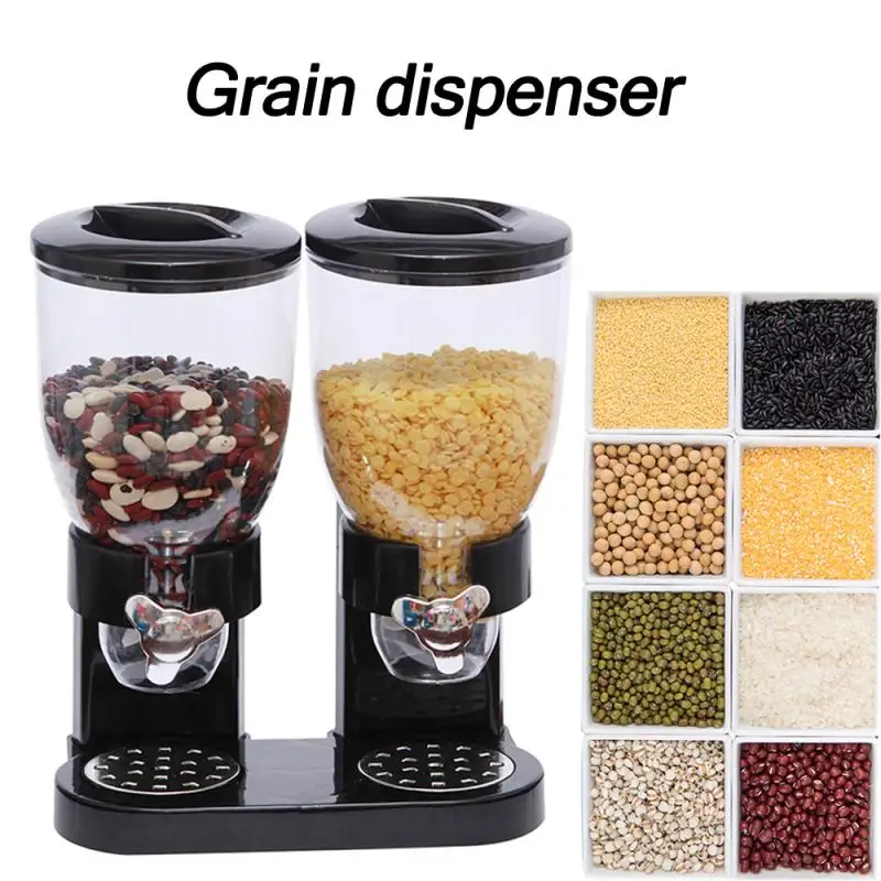 

Dry Food Dispensers Barrels Cereal Box Airtight Container Round Grain Dispenser 2 Tube Oatmeal Distributor Kitchen Containers