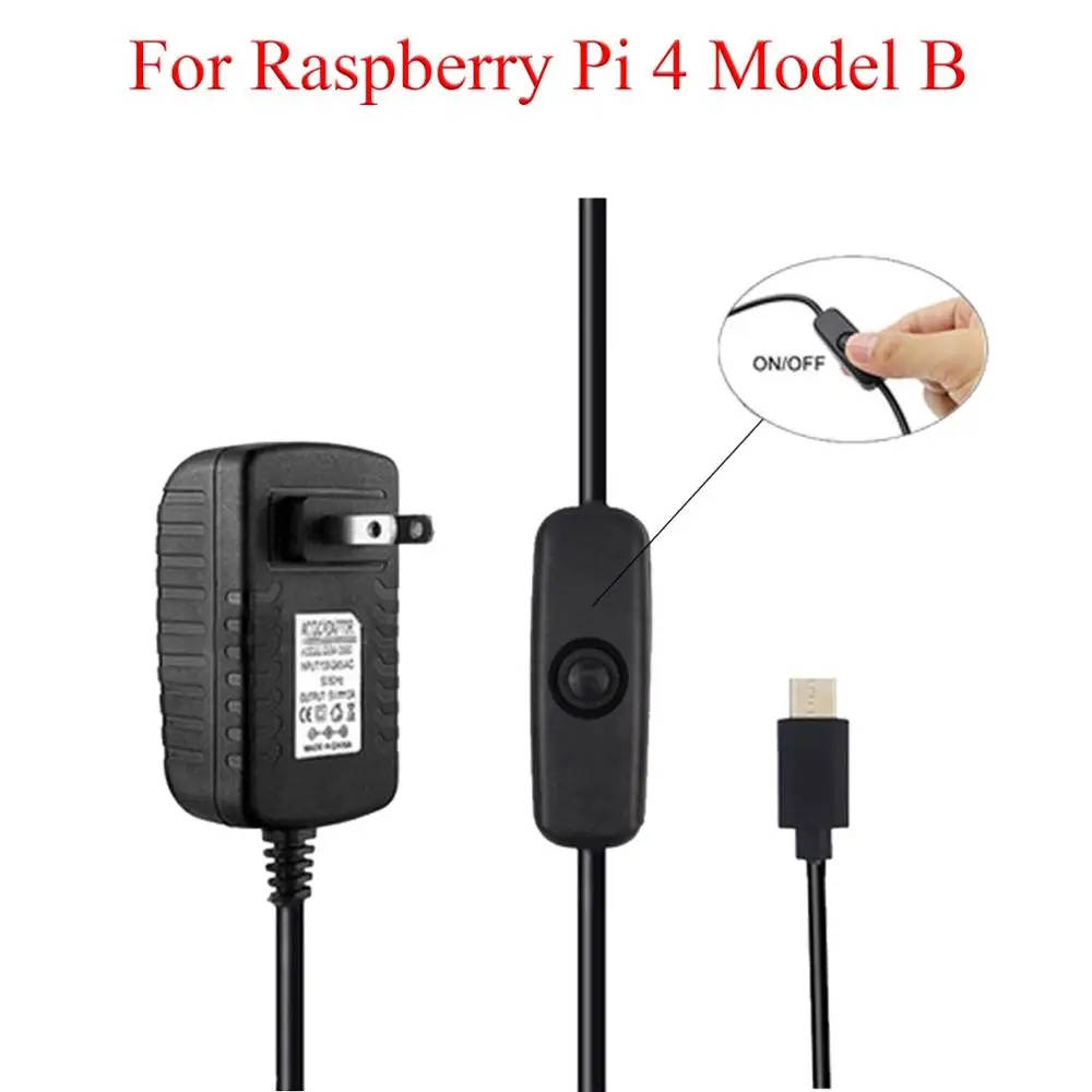 

Raspberry PI 4 Model B 5V/3A Power Adapter USB Type-C Charger Plug PSU Power Supply Switching Socket For Raspberry Pi 4B