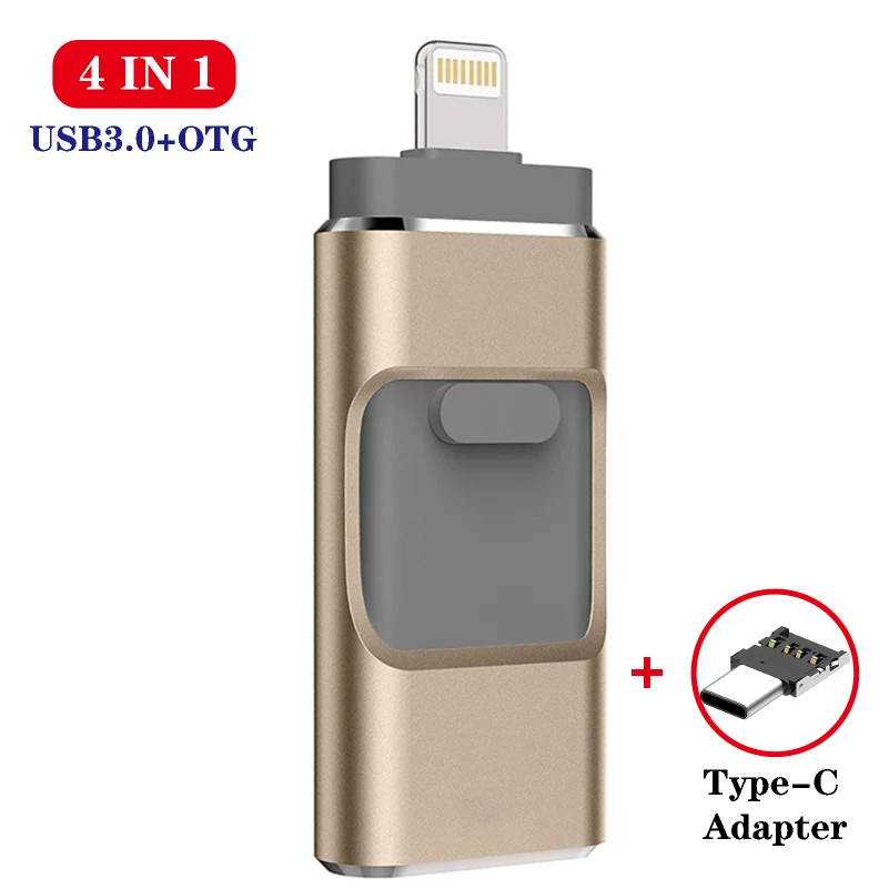 4 в 1 OTG USB флэш накопитель 128 Гб 64 ГБ 32 3 0 для iPhone/IOS/Type C/Android/ПК/Mac Многофункциональный