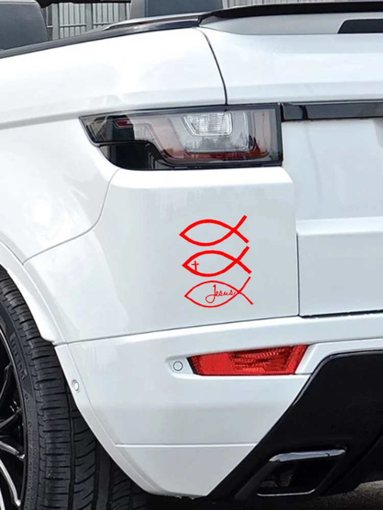 Виниловая наклейка на автомобиль стикер с изображением Иисуса рыбы Бога