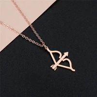 new fashion bow and arrow necklace for women men collare stainless steel gold chain archery necklace jewelry gift for friend