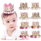 Новое поступление, повязка на голову для дня рождения принцессы, 30 шт.лот, Детская цифровая корона с цветами, ободок для девочек