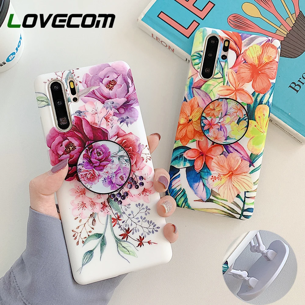 Винтажный чехол для телефона LOVECOM с цветочным рисунком и листьями подставка