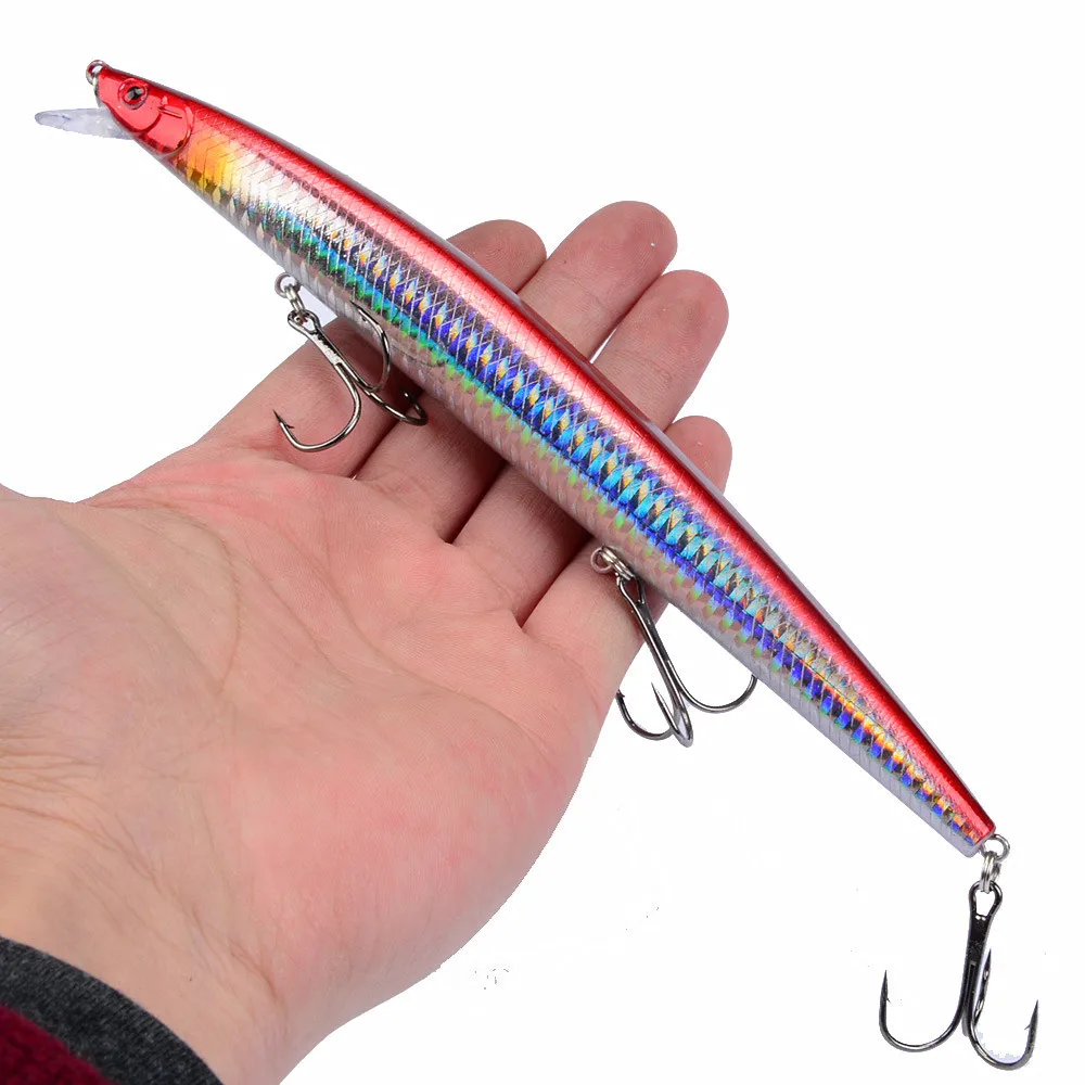 

18cm/24g New Big Laser Minnow Fishing Lures Sea Fishing Bait 3D Eyes Strong Hooks Crankbait Wobblers Plastic Hard Fake Fish Lure