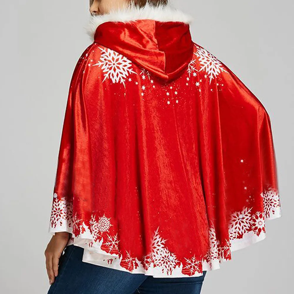Женская рождественская шаль со снежинками модная Длинная накидка пончо с