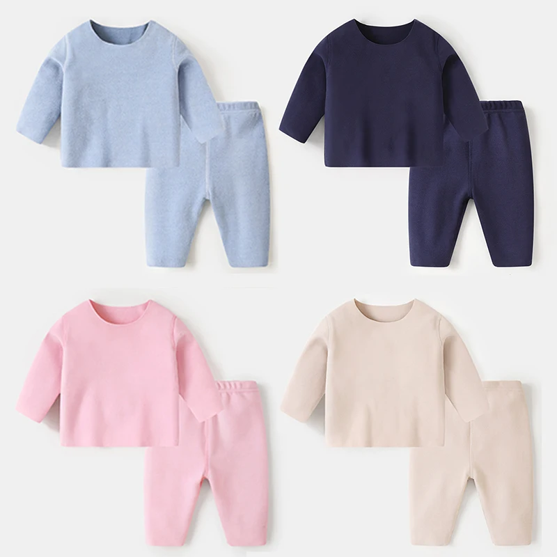 

Детский костюм без следов зимняя бархатная САМОНАГРЕВАЮЩАЯСЯ Пижама Топ с длинным рукавом для мальчиков домашняя одежда для девочек зимня...