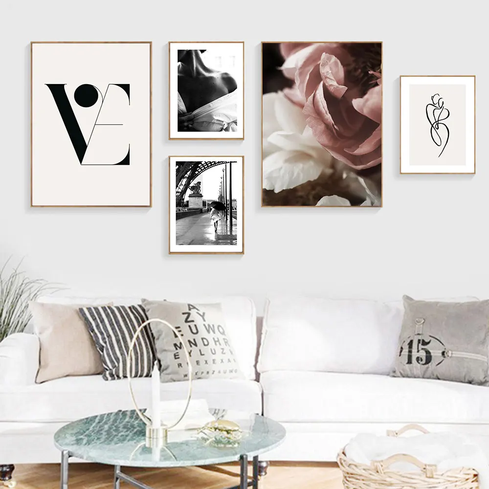 

Sexy Shoulder Posters and Prints Fashion Poster Nordic Wall Art Black White Canvas Painting Modern Wall Pictures For Living Room