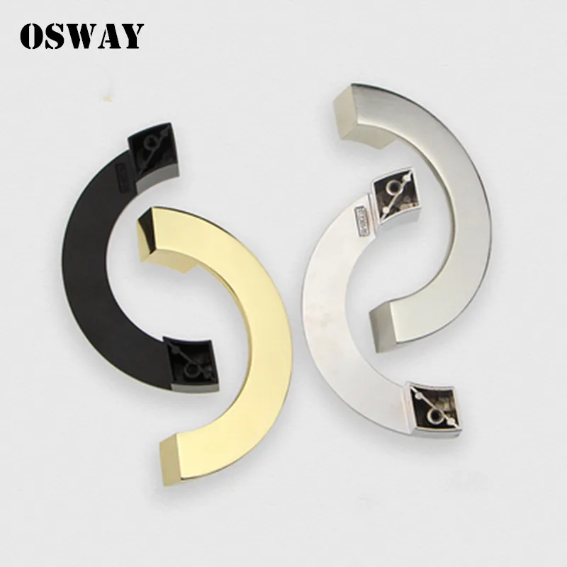 2Pcs/Lot Zinc Matte Black Shiny Gold Brass Furniture Cupboard Closet Drawer Cabinet Door Pull Half Circle Semicircle Round |