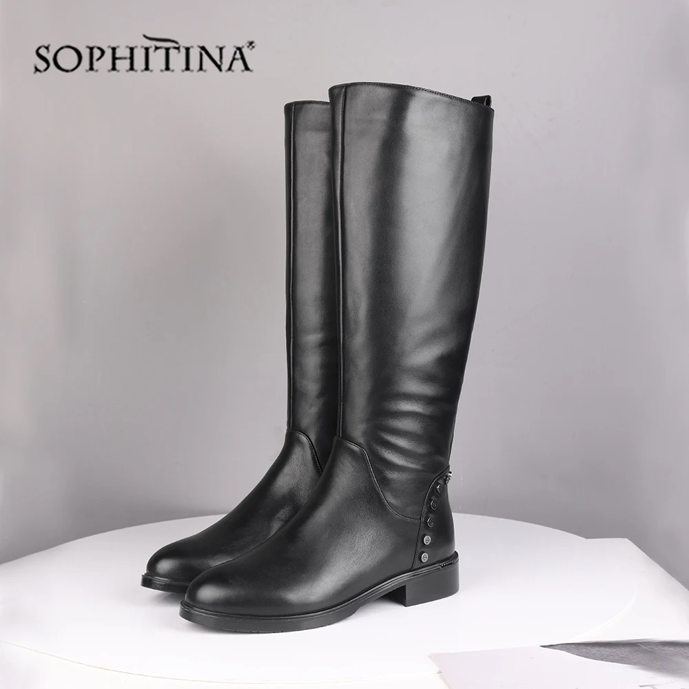 SOPHITINA/ботинки специального дизайна Удобная Высококачественная обувь из натуральной кожи с круглым носком