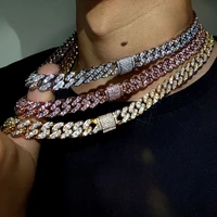 12mm hip hop 1 row zircon cuban bling iced out chain necklace for men rock jewelry 2021 copper