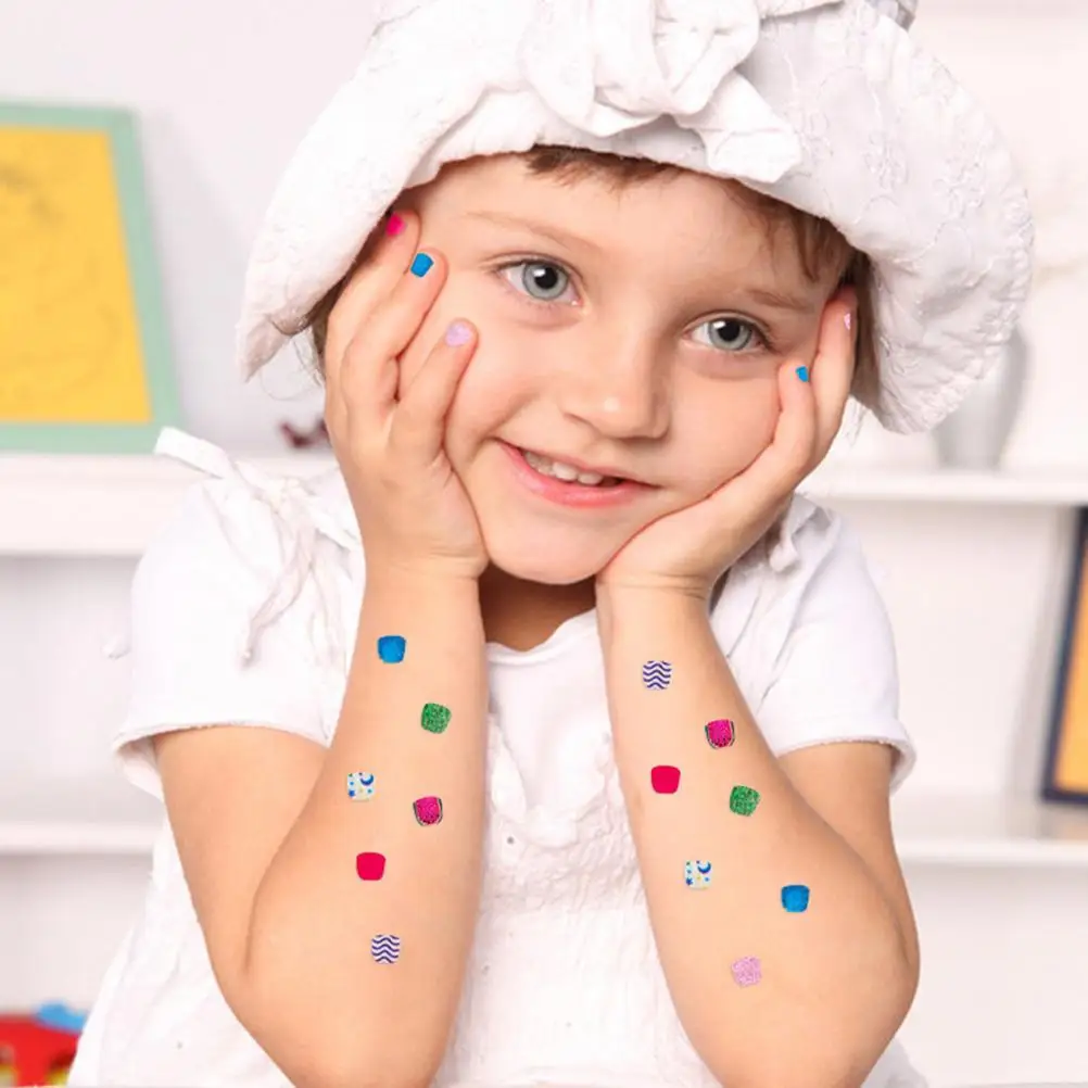 Kids Glitter Nail Toys Nail Sticking Tools Set Colorful DIY Nail Sticking Toys Girl Makeup sets Cosmetics Nail Art for children
