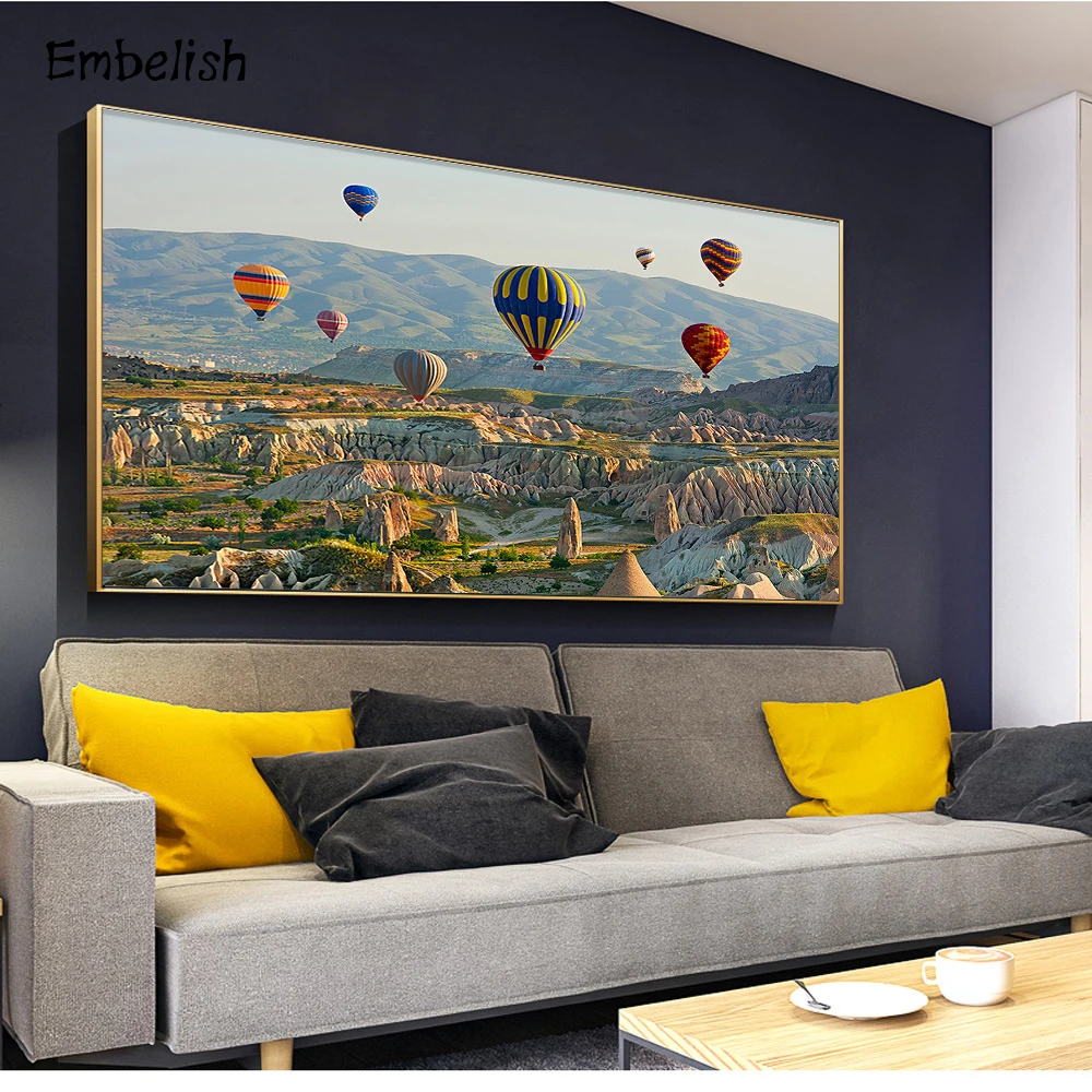 

Embelish 1 Pieces Hot Air Balloon In The Sky Landscape Wall Art Picture For Living Room Modern Home Decor Canvas Painting Poster
